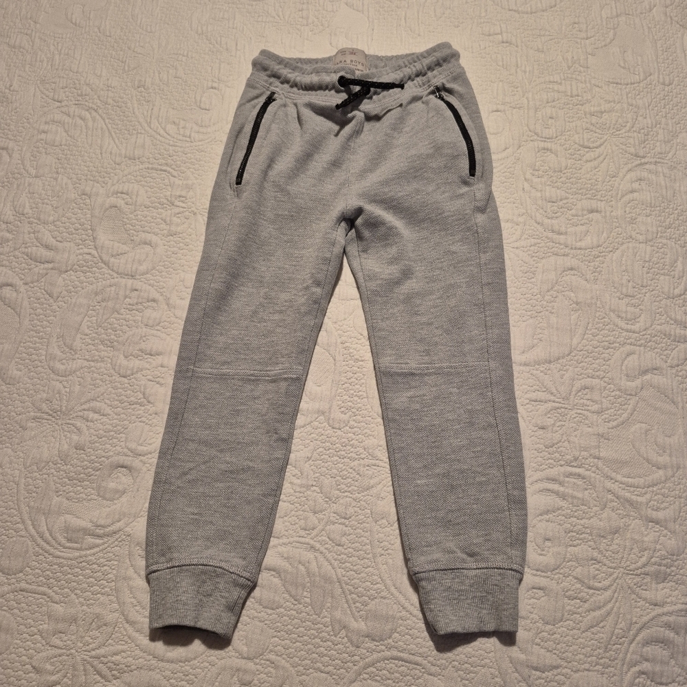 Zara boys size 7 gray jogger pants elastic waist 3 pockets VGUC